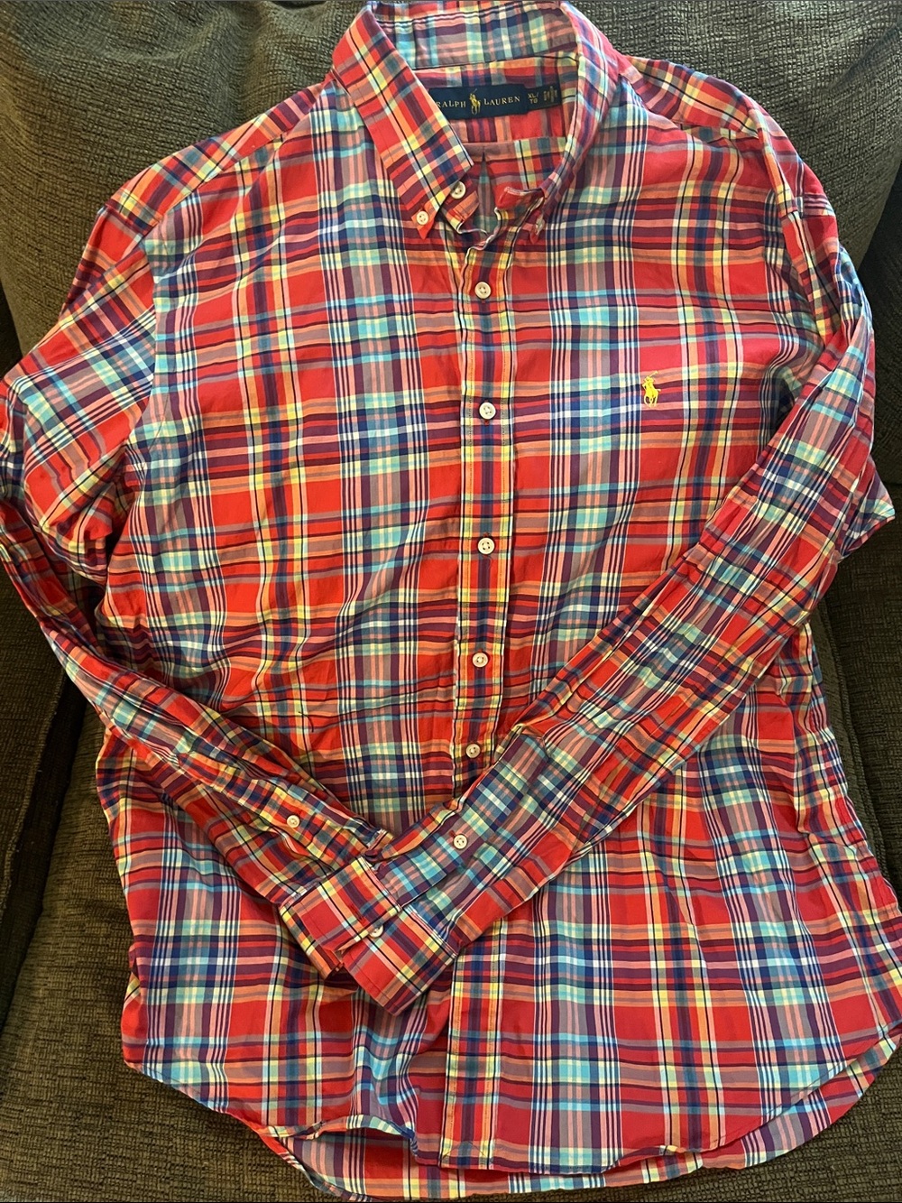 Polo by Ralph Lauren Red and Blue Plaid Button-Down Shirt